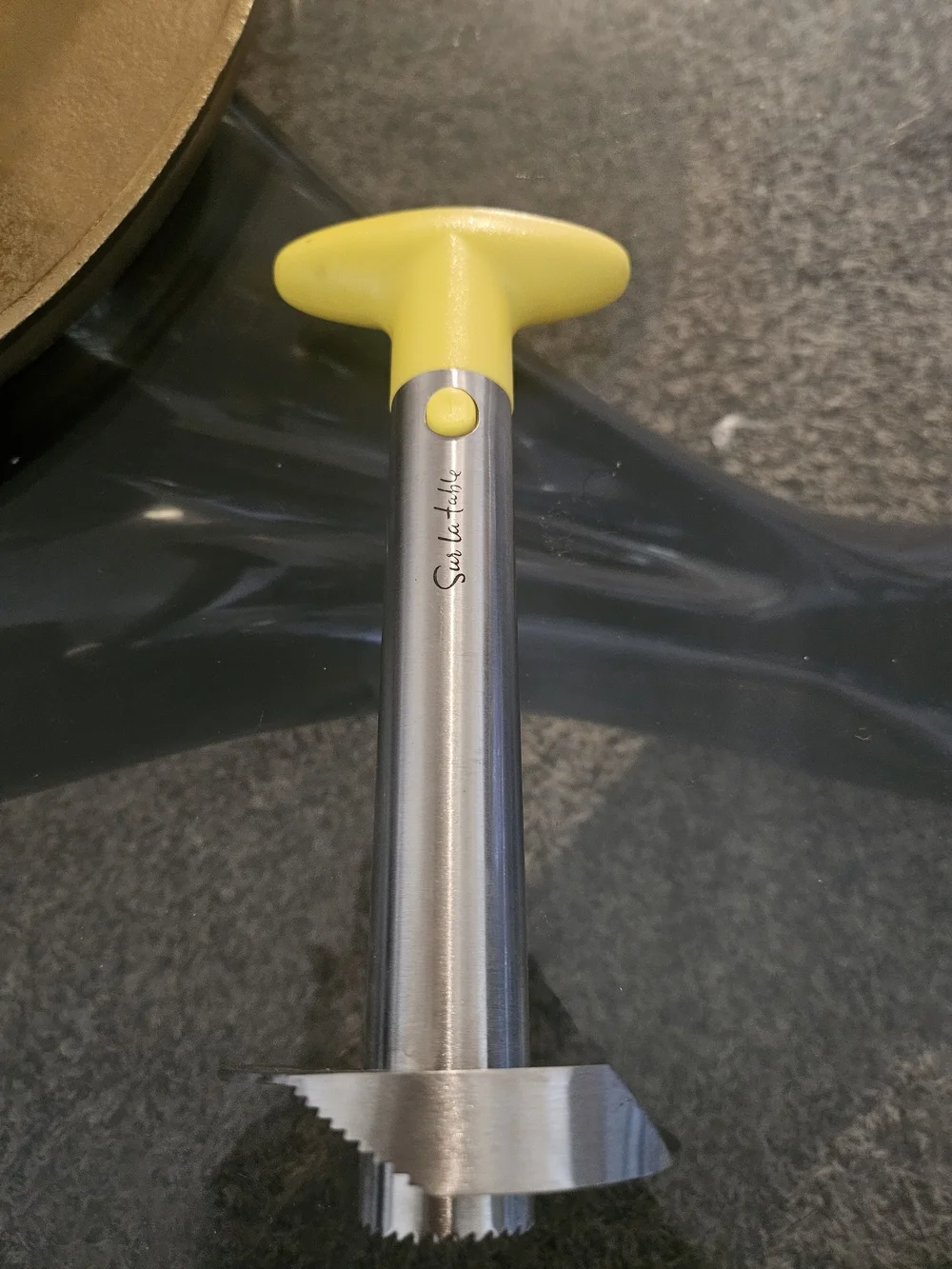 Sur La Table Stainless Steel Pineapple Corer with Yellow Handle